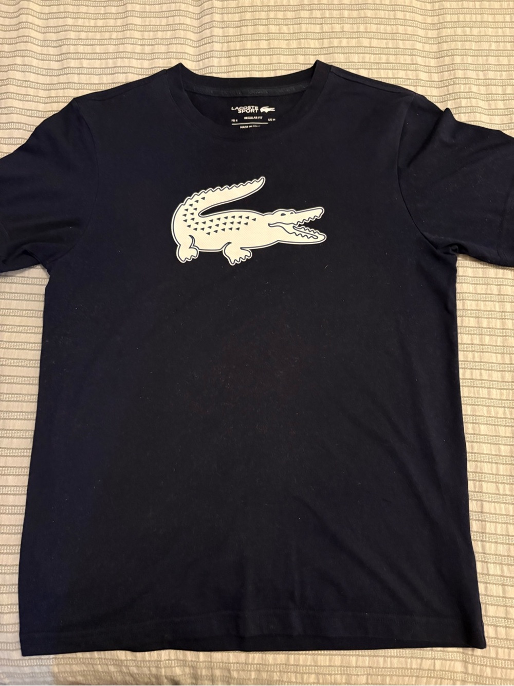 Lacoste Mens Medium Navy Alligator Short-Sleeve Logo Ultra Dry Tee
